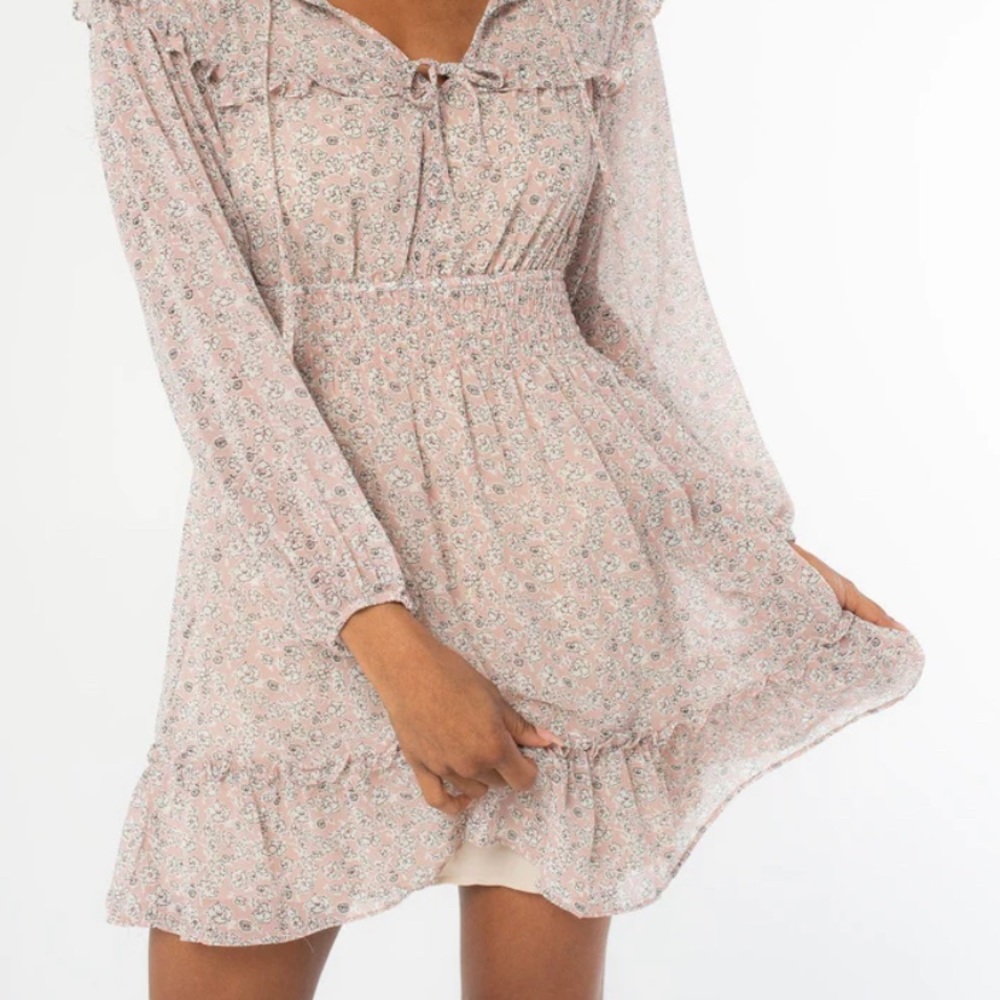 Flirty Floral Sheer Mini Dress Love Stitch - Large